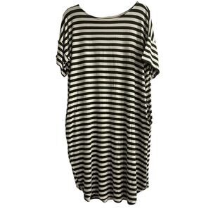 Red Lolly Green and Cream Striped Maxi Dress- Size Large